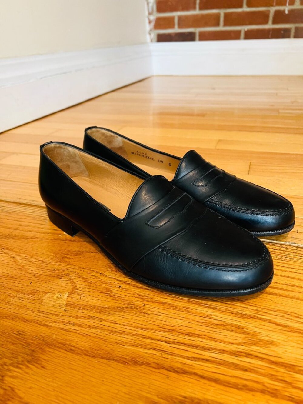 Bally Agro Penny Loafers Black Leather 8.5 D Made in Italy